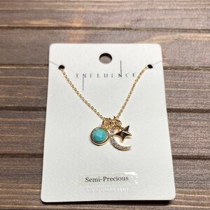 NWT Influence Gold and Turquoise Celestial Necklace